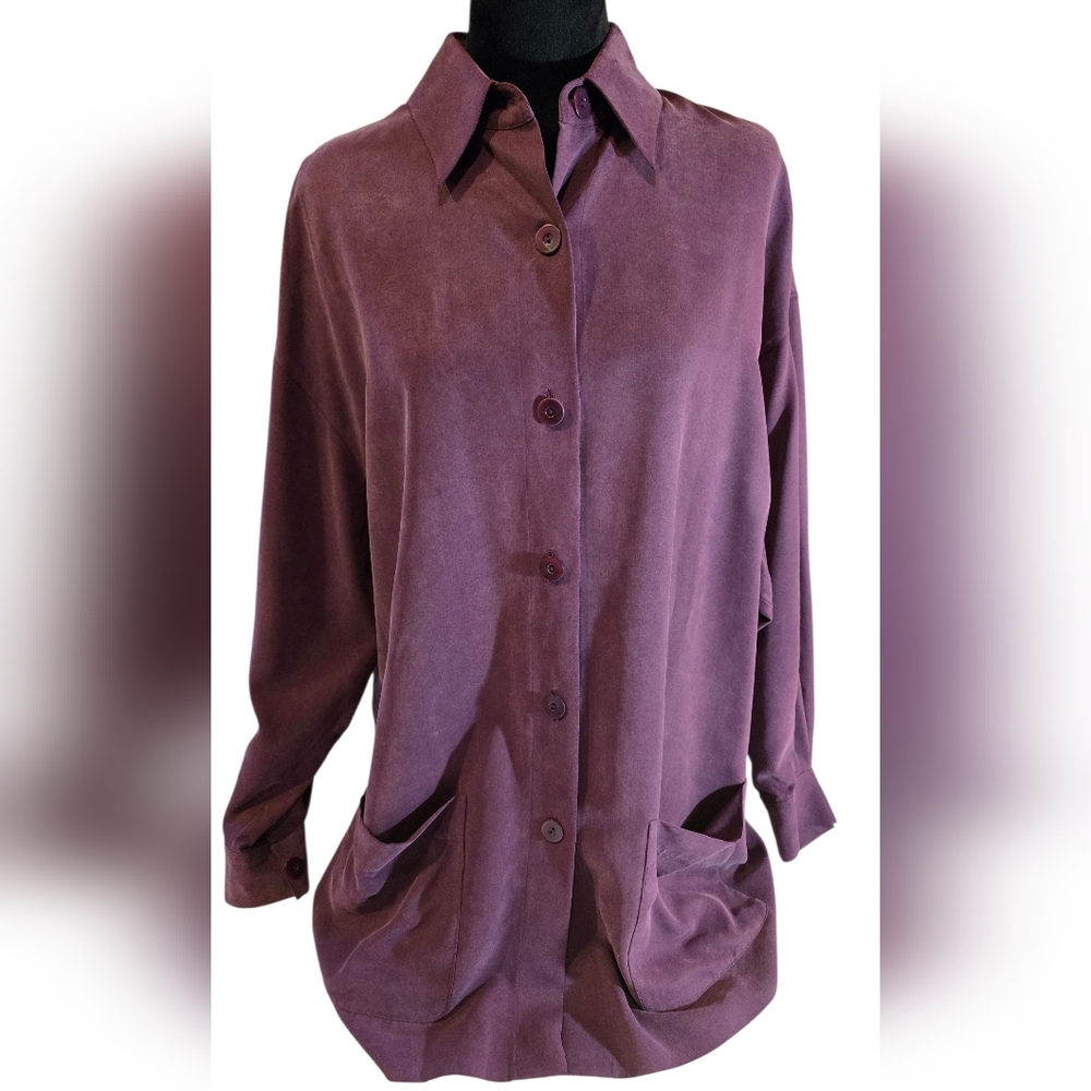 Ellen Tracy Silk Oversized Tunic Top